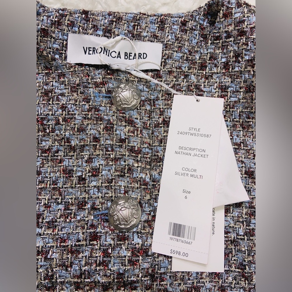 NWT $598 Veronica Beard Nathan Shimmer Tweed Jacket - Picture 7 of 7